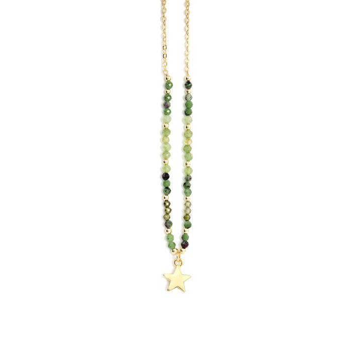 Collier De Cristal Vert Luxenter Fini En or Jaune 18K - Awulf