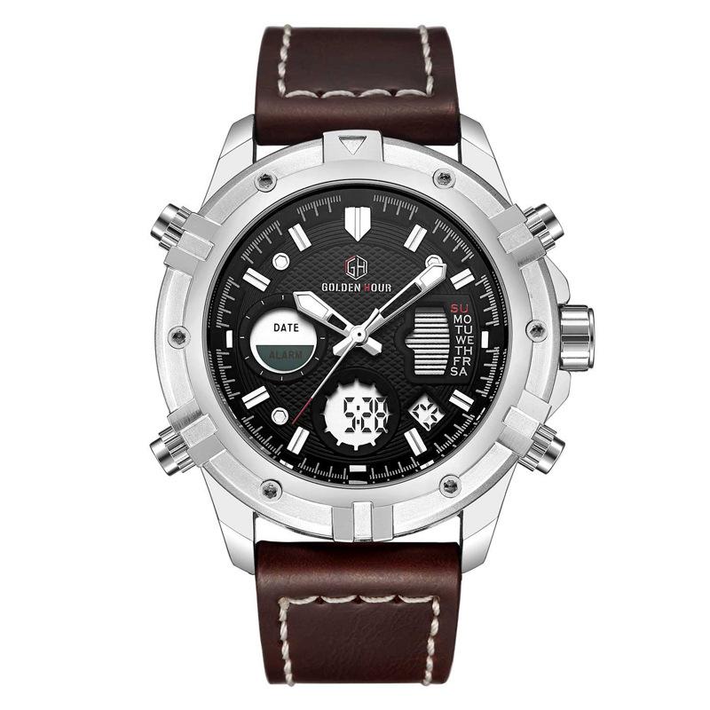 Popular watch multi-functional waterproof, casual fashion electronic watch men's, sports watch, student leather watch