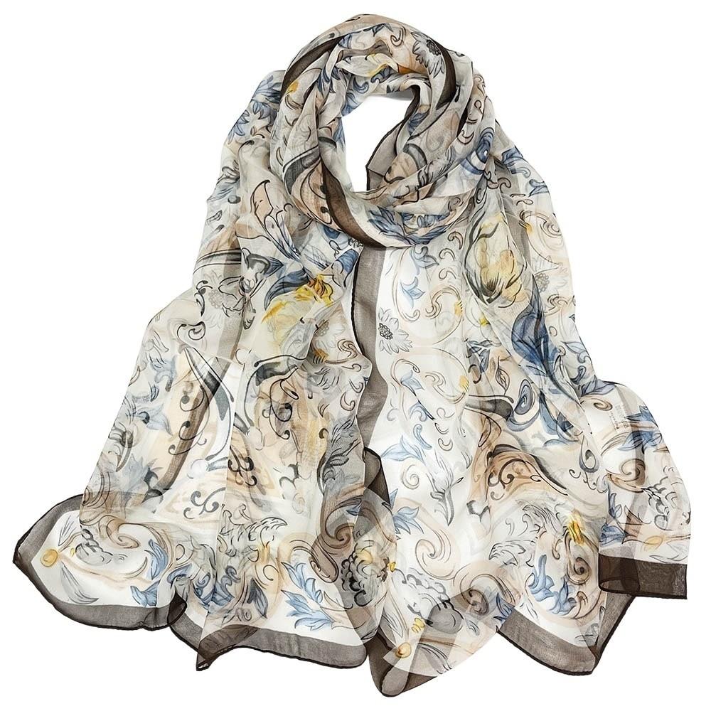 Sun-Resistant Silk Scarf Breathable Long Wraps Portable Bandana  for Women