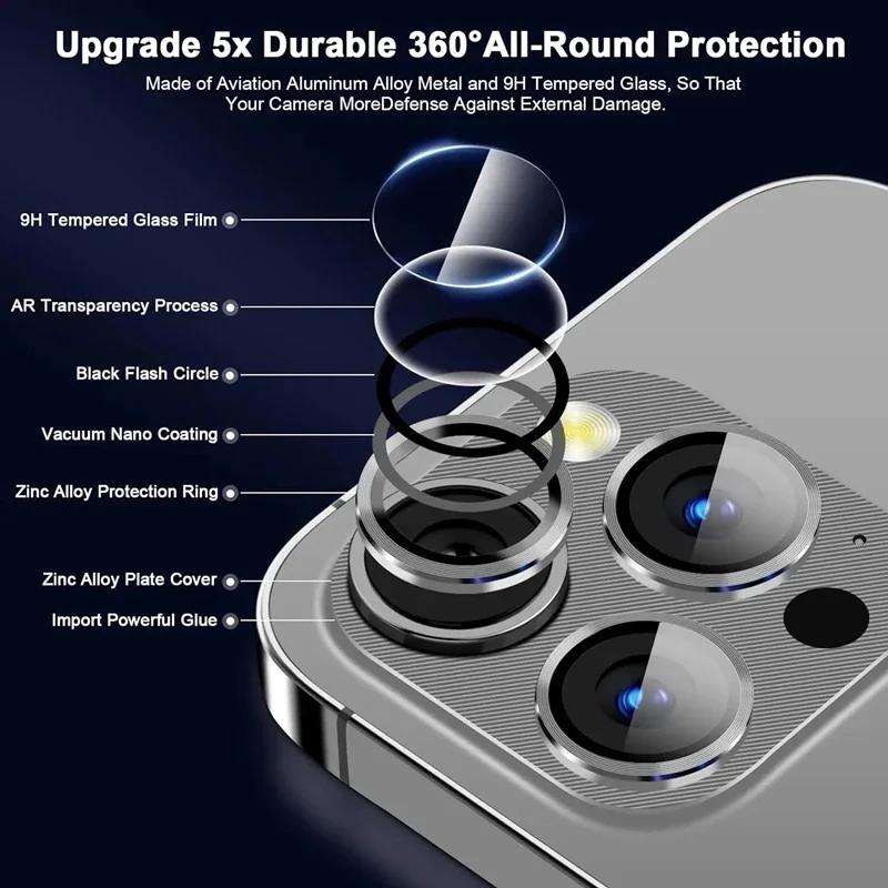 2PCSMetal Camera Lens Protector Glass For iPhone 14 11 12 13 15 Pro Max Back Lens Protective Film For iPhone 15 14 Plus 12 13 Mini