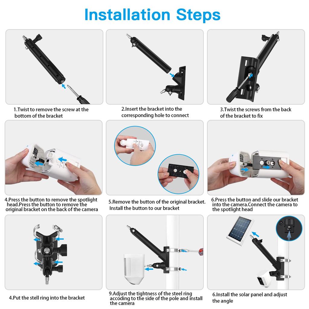 HOLACA Mastmontagehalterung für Ring Stick Up Cam Cam Solarpanel und Außenmontagezubehör 2-in-1 Cam/Spotlight Pro/Plus/Outdoor Plus,