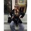 Women Mid Length Hooded Belted Faux Mink Fur Winter Overcoat
