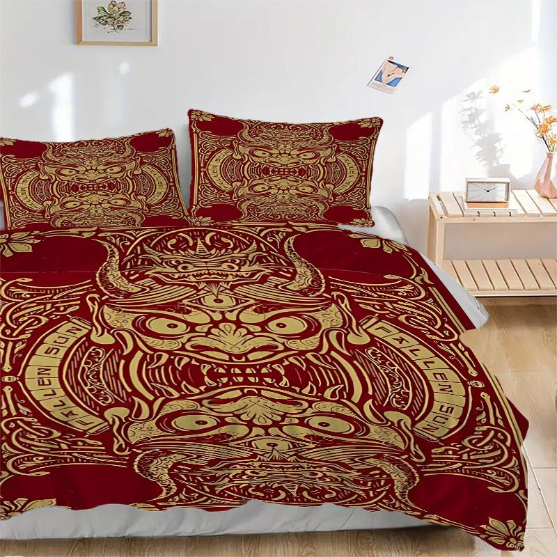 

3pcs Ornate Mask Duvet Cover Set -Includes 1 Duvet Cover and 2 Pillowcases, No Quilt Core, All-Season Home Decor yy251111145 135x200cm