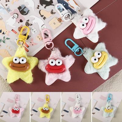 Mini Sausage Mouth Keyring Cartoon Star Plush Pendant Fashion Funny Star Keychain  Earphone Case