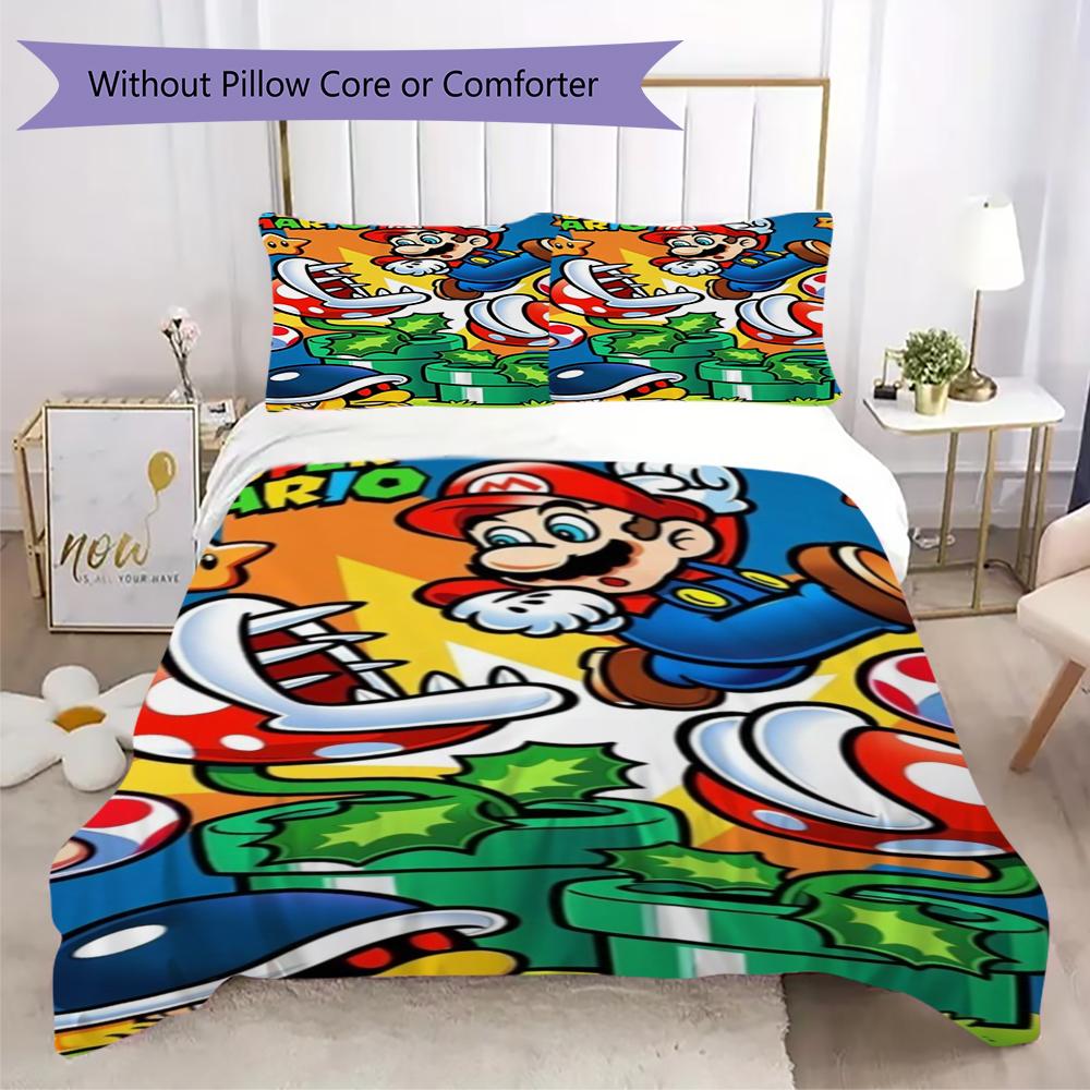 Super Mario Dodges Piranha Plants Bedding 1 Duvet Cover 2 Pillowcase Without Core Without Core Bedding Set Soft And Comfortable