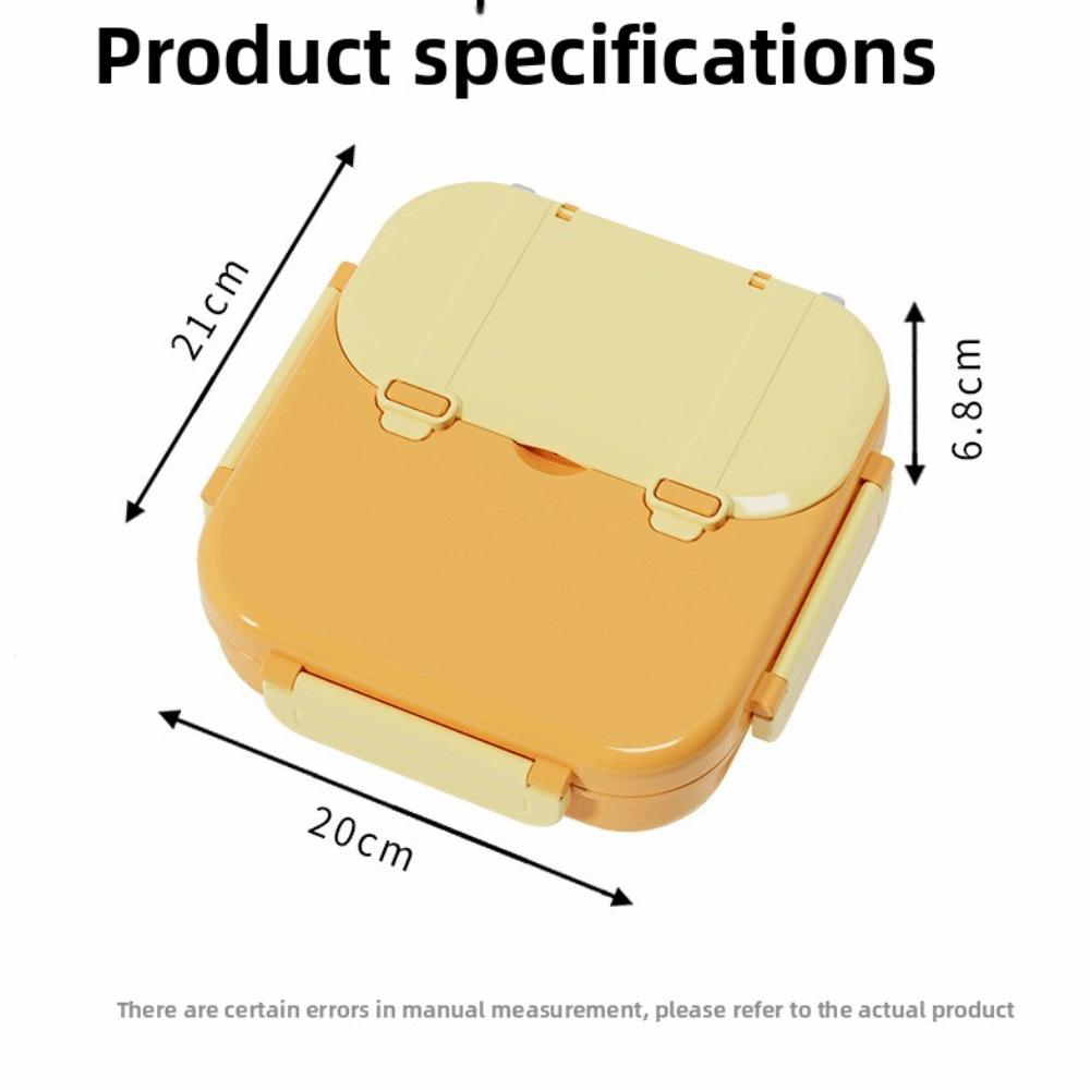 Portable Food Grade Lunch Box Divided Fresh Keeping Microwavable Lunch Box with Handle Spoon Fork Storage Box Outdoor Picnic