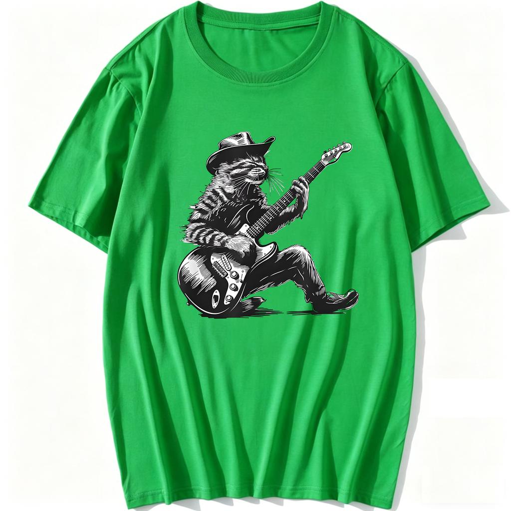 Rock Cat Musician Cat Guitar Design Cat Playing Guitar Tshirt