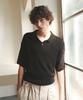 KNITTED Linen Cable Collar Half Knit Black