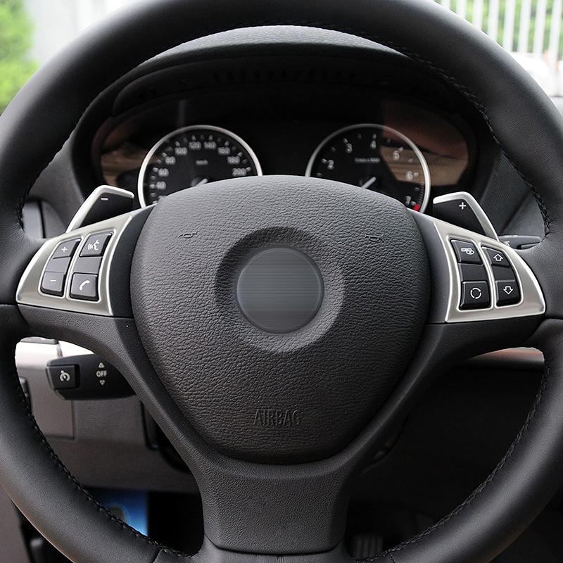 For BMW X5 X6 E70 E71 2008 2009 2010 2011 2012 2013 Car Console Steering Wheel Buttons Cover Trim Interior Sticker Accessories