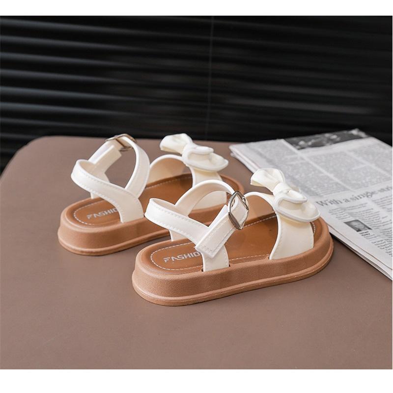 Children's Fashionable Sandals For Summer, Girls' Bow-shaped Princess Sandals. Student Outerwear With Velcro Sandals