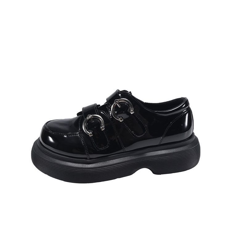 British style small leather shoes women's 2025 spring new patent leather platform loafers versatile retro with skirt jk single shoes