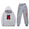 Mens Winter Warm Hooded Sweatshirt Pants Set Anime Inspired Casual Tracksuit Cotton Blend Thick Fleece Lined