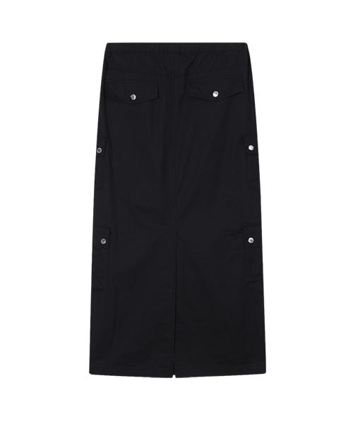 Crank Washed Cargo Maxi Skirt_Black