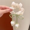 4Pcs Fashion Hair Accessories Cute Tulip Flower Large Intestine Scrunchie For Girls Sweet Hair Ornament Headband Hair Tie
