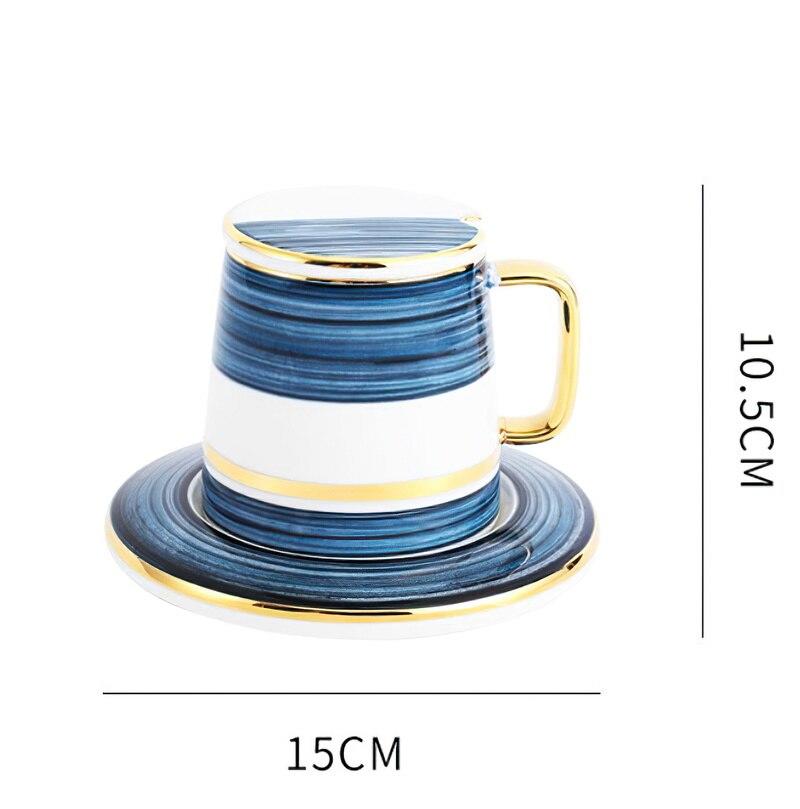 

Coffee Cup &Saucer With Lid Spoon Set Blue Phnom Penh Waterware Nordic Ceramic Mug Holiday Wedding Gifts Home Kitchen Drinkware|Mugs