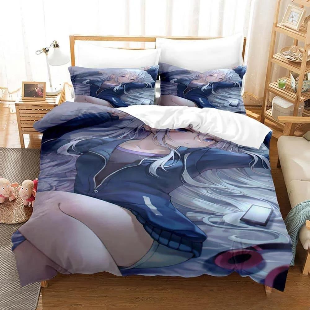 3D Printed Anime Kawaii Girls Yoisaki Kanade Bedding Set Cartoon Three-piece Set Adult Kid Bedroom Duvet Cover Set Home Textiles