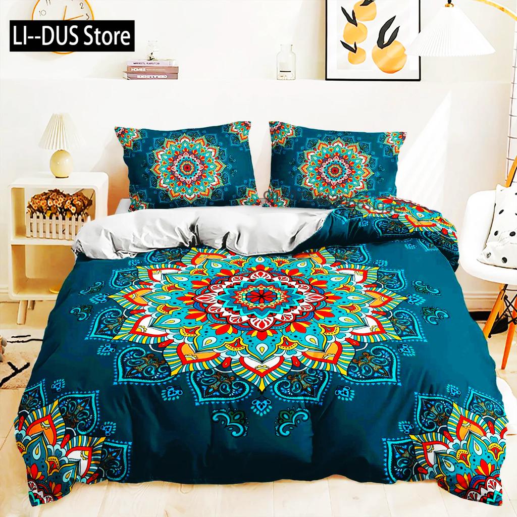 3d Bohemiskt Sängklädesset Boho Blommor Påslakan Örngott Queen King Size 2/3st Sänglinne För Kvinna Par