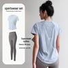 Women's Loose Yoga Set: Short Sleeve Top & Slimming Long Pants for Fitness, Running, and Pilates