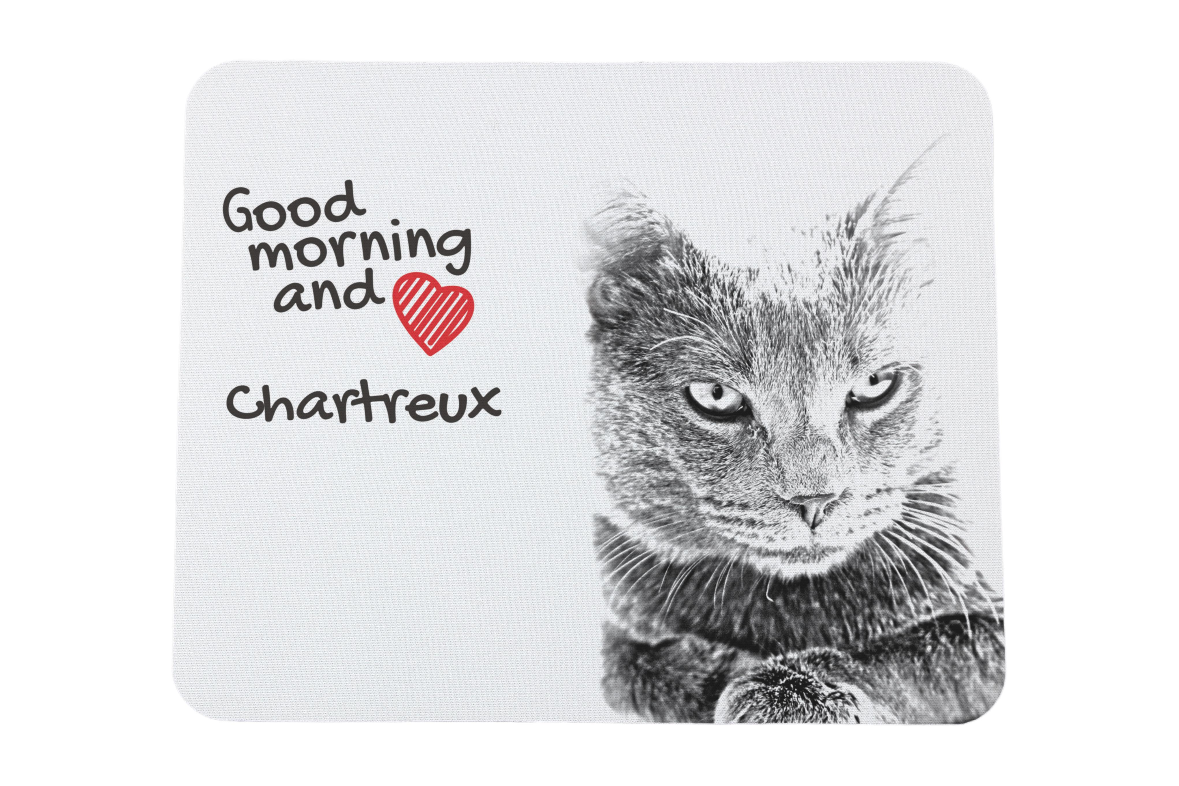 

Chartreux - килимок для миші з принтом, персоналізований килимок для кота, унікальний гаджет для офісного працівника від бренду Art-Dog білий