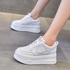 Fashion 6CM Women Shoes Chunky Sneakers Out Genuine Leather Casual White Wedge Shoes Autumn Platform Heel Pumps Mujer Bombas Breathable