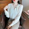 2026 Spring/Autumn Women's Stylish Long Sleeve Chiffon Top - Loose, Slimming, and Belly-Hiding Shirt