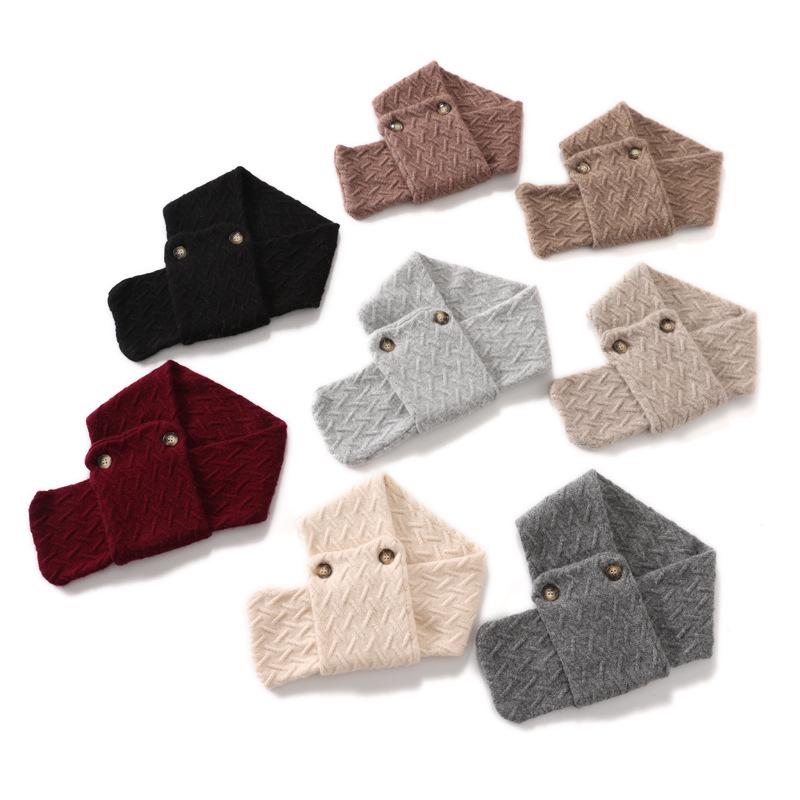 Unisex Kaschmirschal: Vielseitiger, warmer Wollstrick-Schlauchschal mit zwei Knöpfen zum Schutz des Halses bei kaltem Wetter