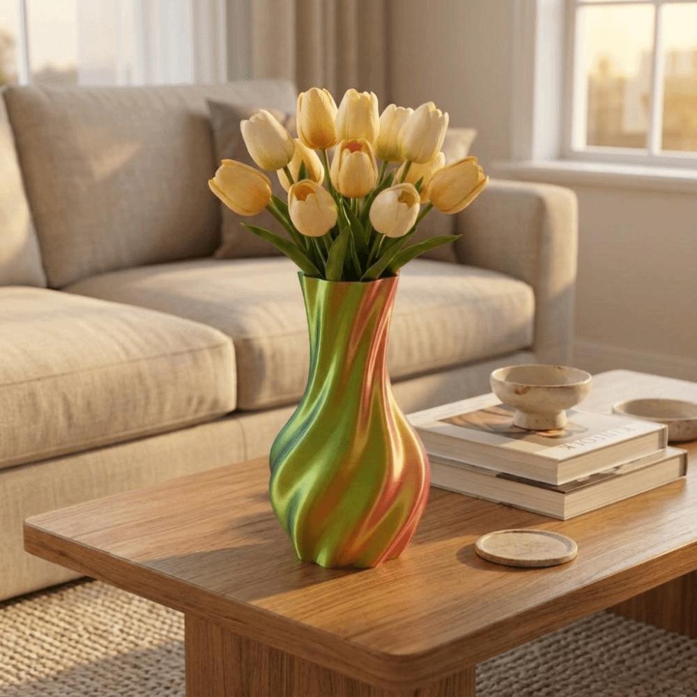 Twisted Design Modern Twisted Flower Bottle Gradient Color Plant Pot Office Tabletop Ornaments