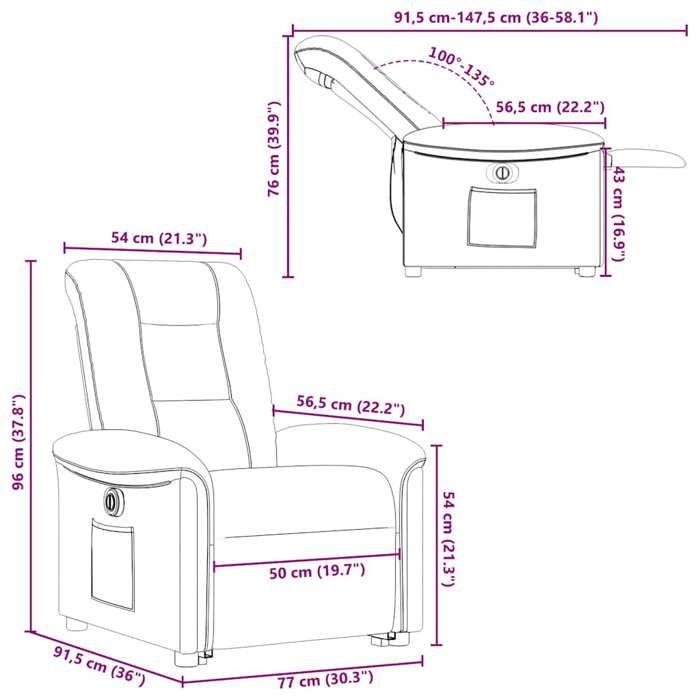 VidaXL Fauteuil inclinable électrique noir tissu, chaise inclinable électrique, fauteuil électrique pour personnes âgées, 3303276