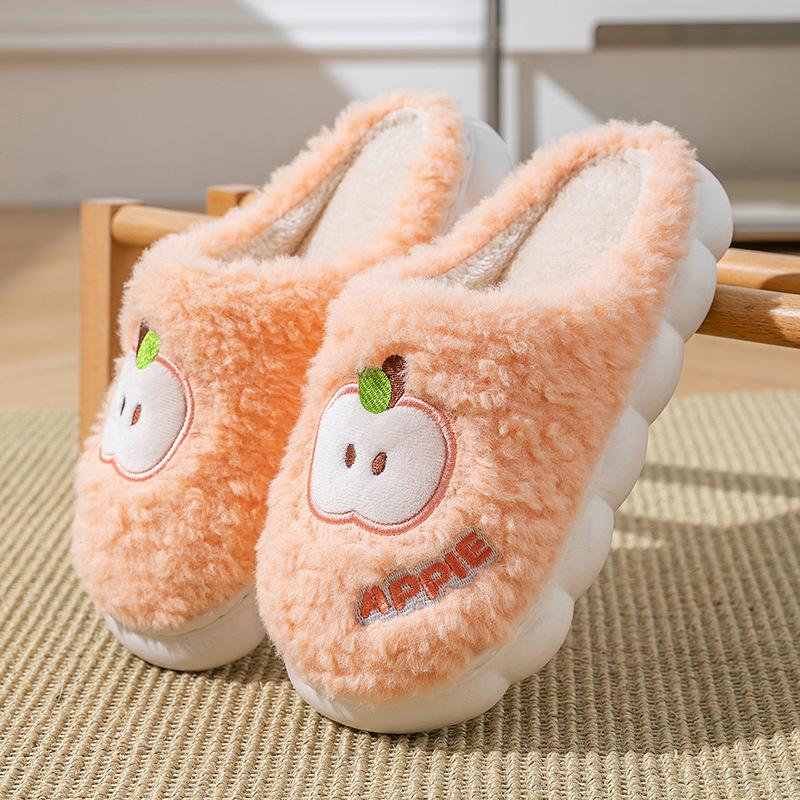 Apple Alphabet Drag Autumn and Winter Couple Casual Home Cotton Shoes Warm and Comfortable Household Cotton Slippers