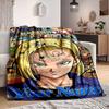 Custom 1Pc Anime Character Face Tattoos Fleece Flannel Blanket Soft Warm Cozy Office Throw For Bedroom Couch Travel Birthday Xmas Gift