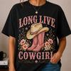 Long Live Cowgirl Shirt, Western Cowgirl Tee, Country Girl T Shirt, Pink Cowboy Boots Graphic Tee, Rodeo Shirt for Women
