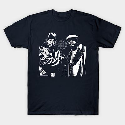 Camiseta Estampada Negra para Hombre Gang Starr (Dj Premier, Guru) Camiseta de Algodón con Estampado por Transferencia de Calor Sin Corte