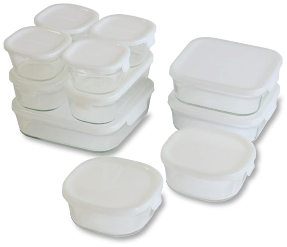 

iwaki PS-PRN-11W Heat Resistant Glass Storage Containers, Square Shape, Pack & Range, Set of 11, White, 7.8 fl oz (200 ml) x 4, 150 ml x 2, 16.9 fl oz
