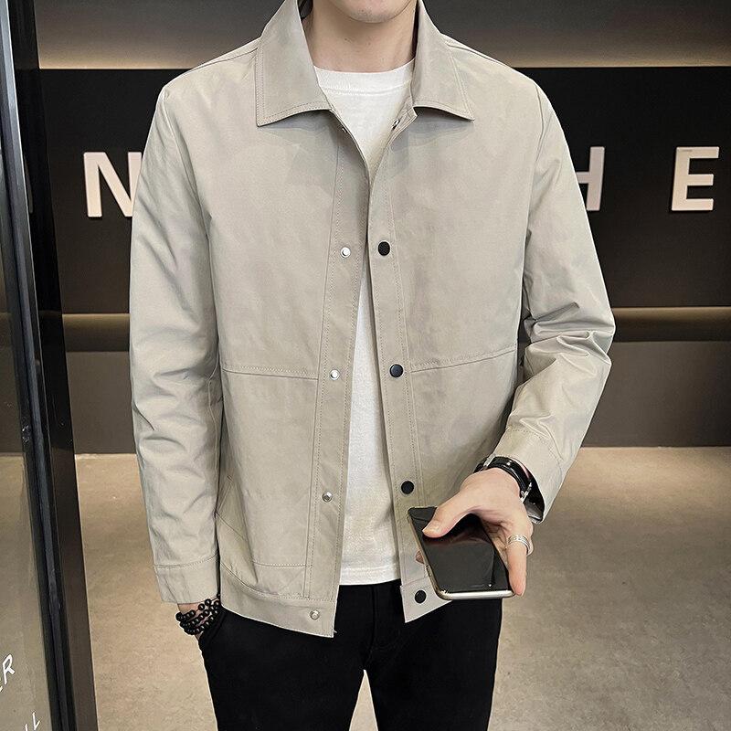 New Jacket Jacket for Men's Spring and Autumn Trend Simple and Versatile Korean Style Handsome Lapel Top for Men's Jacket
