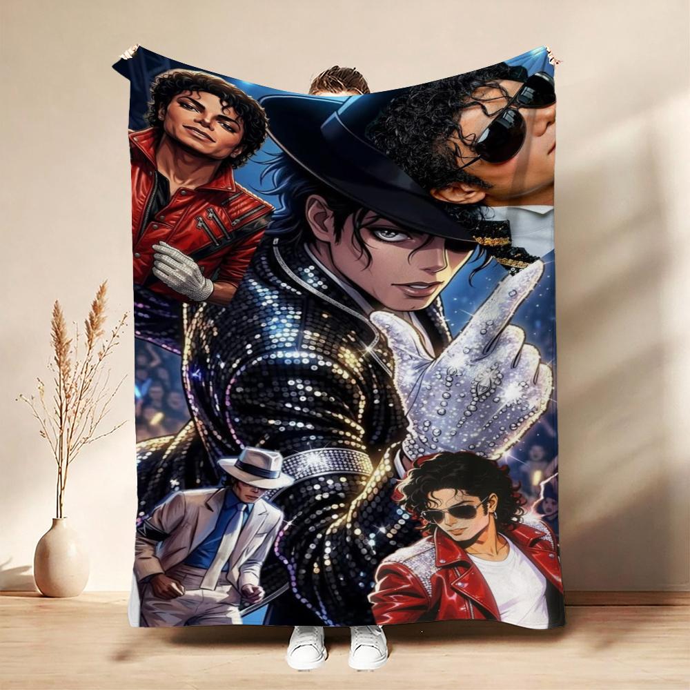 Michael Jackson Pop Theme Blanket Cozy Warm Fleece Blanket For Camping Travel Party Decor Great Holiday Gift