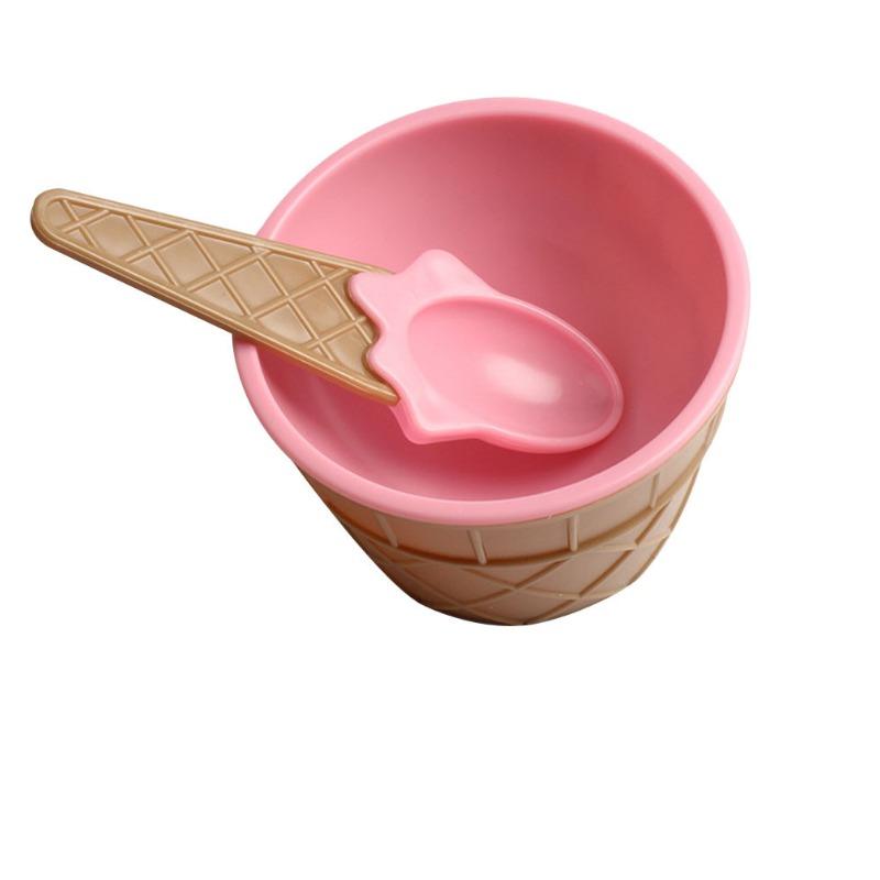 1Set Kids Ice Cream Bowl Spoon Set Durable Children Gifts Lovely Dessert Bowl DIY Ice Cream Tools Icecream Bowl+spoon