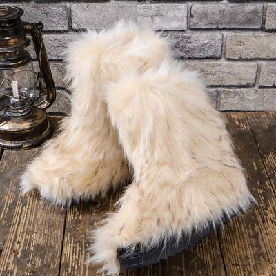 Mode Nieuwe dames winter sneeuwlaarzen buiten luxe harige imitatie vossenbont nieuwe mode laarzen vrouw pluche warme platform schoenen laarzen