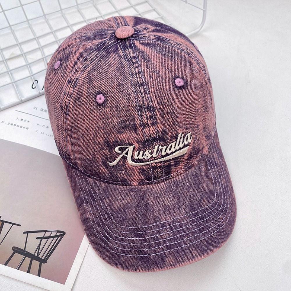 Wide Brim Denim Baseball Cap Korean Style Casual Duckbill Hat Letter Embroidery Peaked Cap  Outdoor