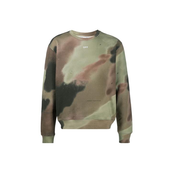 Off-White Camo Stencil Crewneck Green Men Tops OMBA025E20FLE0086001