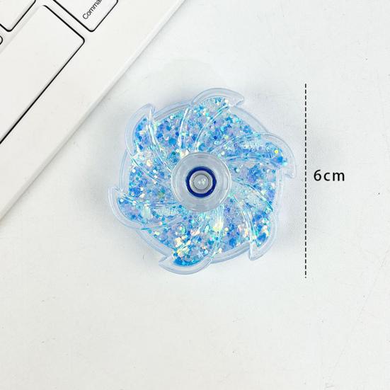 Flower Spinner Fidget Toy Glitter Quicksand Filled Stress Relief Finger Flexibility Training Spinning Top Fingertip Gyro Kids Teens Adults Gift