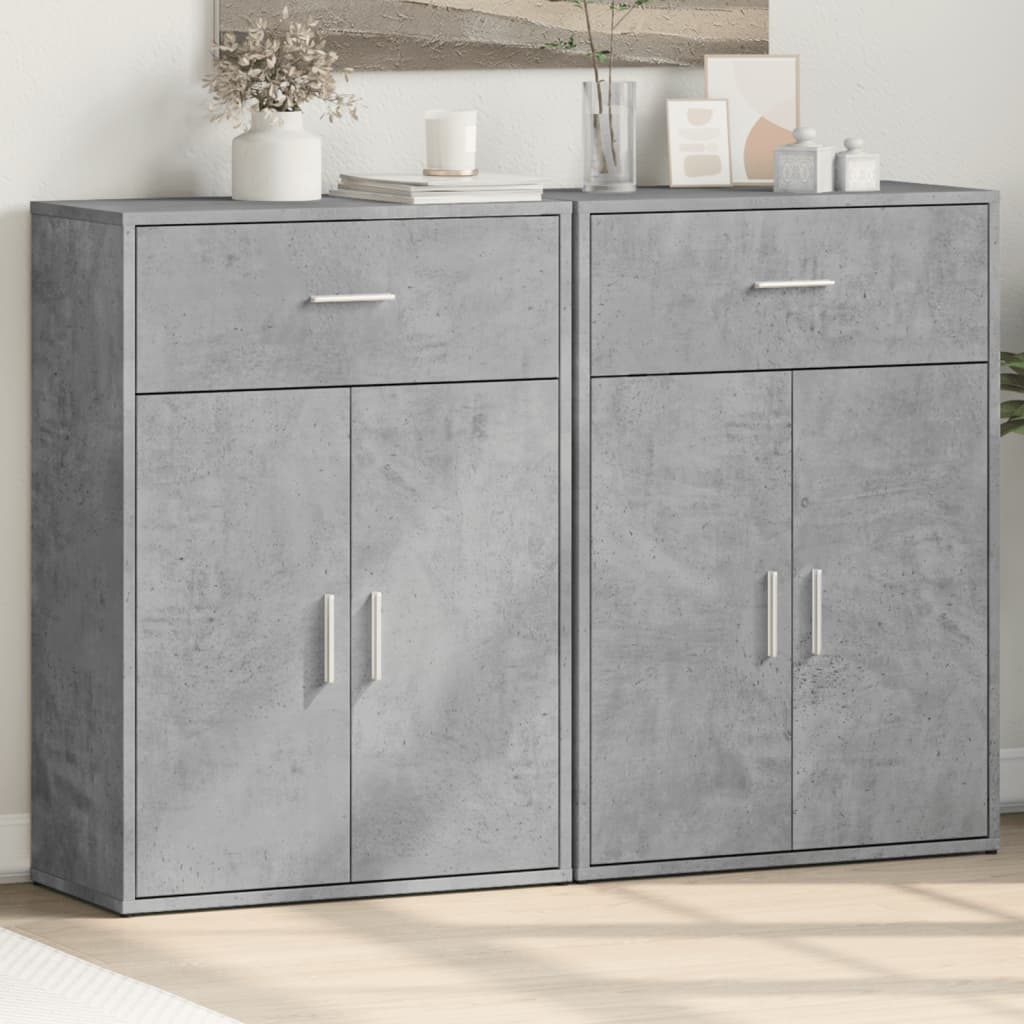Sideboards 2 pcs. Concrete Grey 60 x 30 x 84 cm Engineered Wood