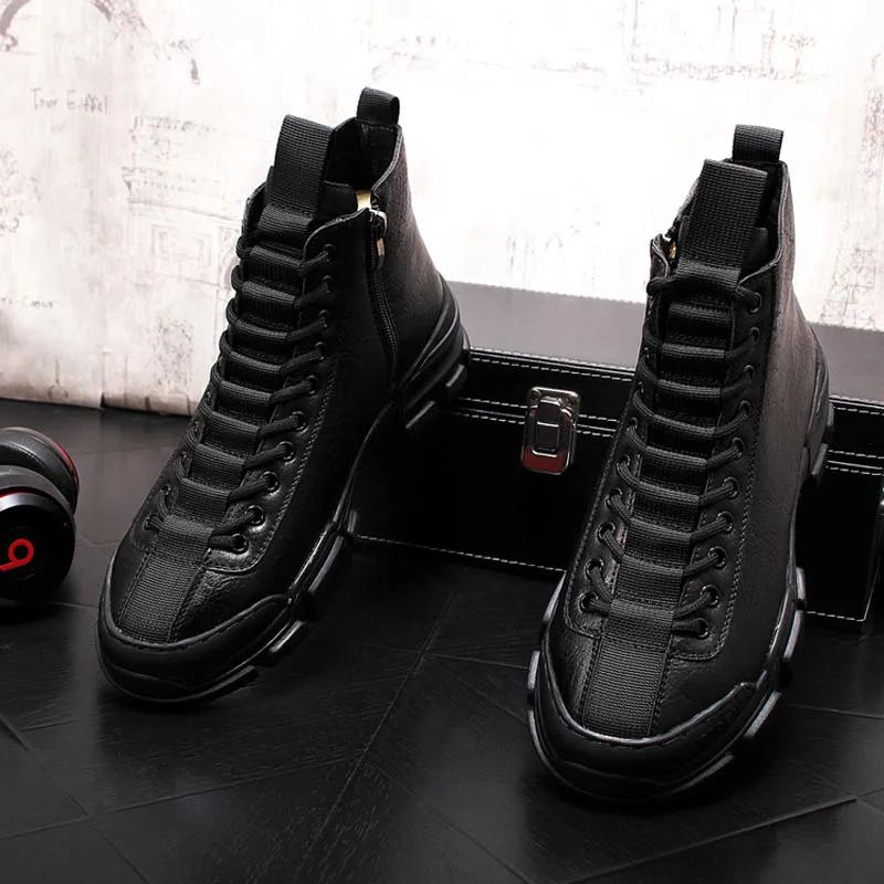 FashionTop Quality Fashion Men's Casual Shoes Leather Platform Boots Men Sneakers Male Man Trending Leisure High Tops Shoes for Men