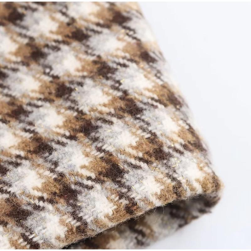 Fashion Plaid Overcoats Women Loose Lapel Button Long Sleeve Lady Coat Elegant Autumn Winter Fashion Female Outerwear