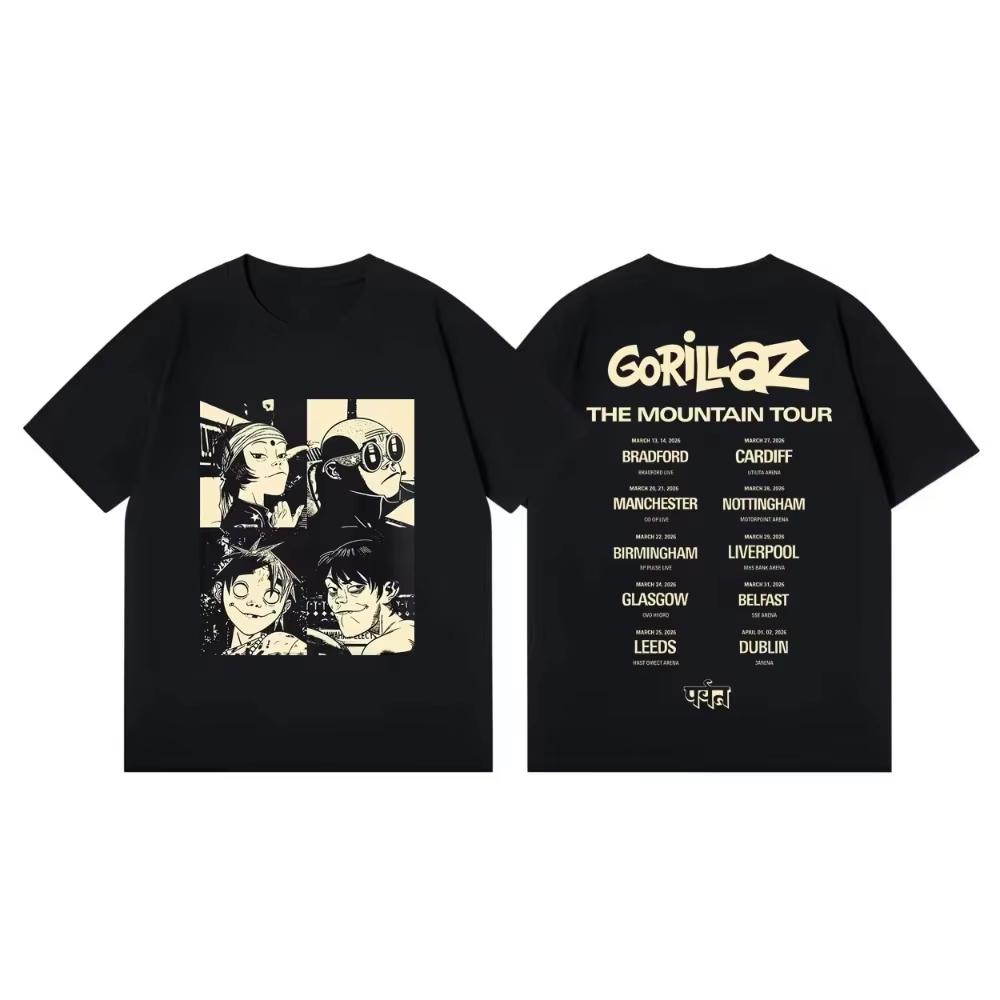 Gorillaz Concert Tshirt Vintage Y2k Aesthetic Unisex Oversized Short Sleeve Summer Cotton Retro Graphic Tee Top Band Hot Sale