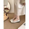 French flat bottom light mouth ballet silver single shoes women's autumn new models Jue Jue Zi foreign style bow lazy ladyshoes