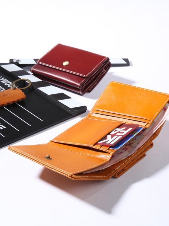 2025 Genuine Leather Mini Short Wallet - Trendy Unisex Ins Style