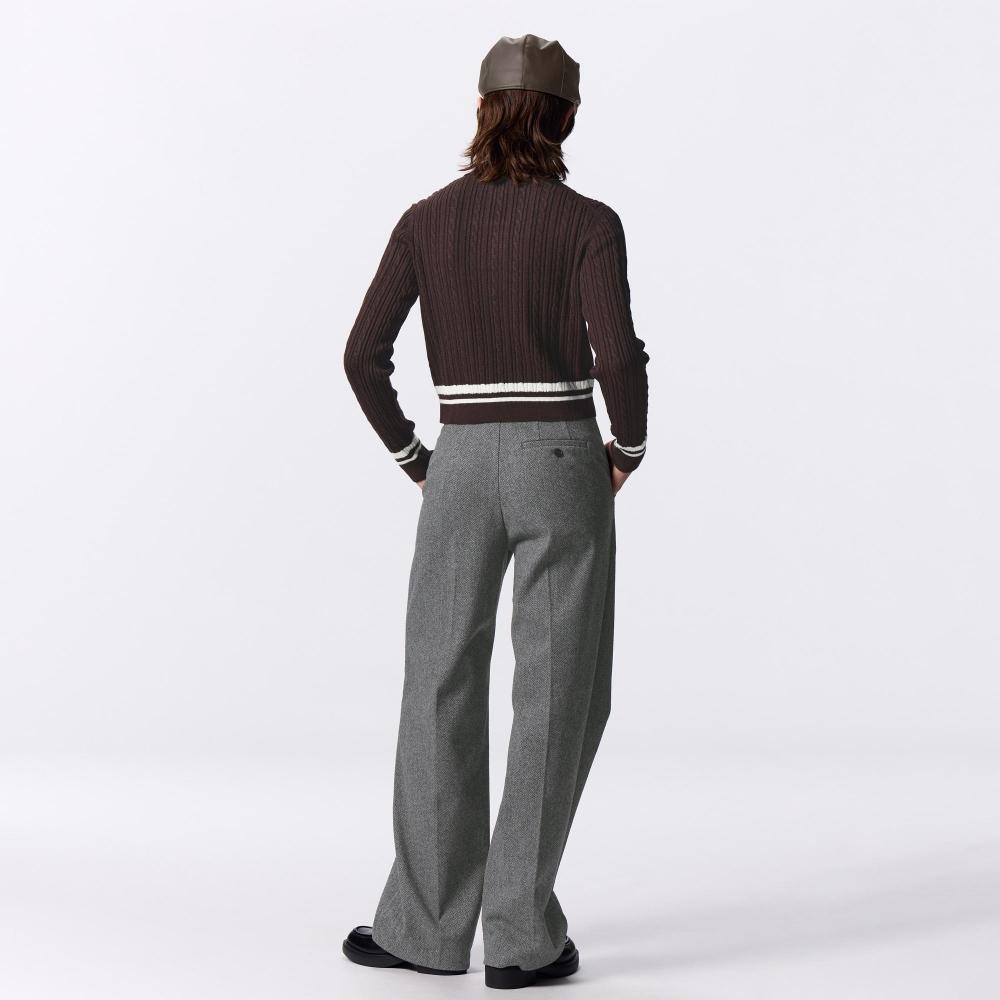 GU by Uniqlo Herringbone Tuck Wide Pants+ec  80.0cm Long 