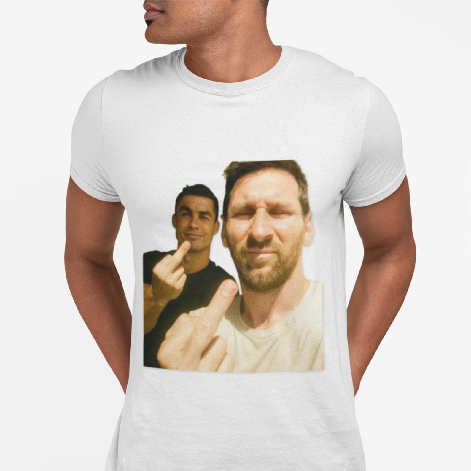 Two Men Photo Middle Finger T-Shirt | Funny Sarcastic Selfie Tee 4XL