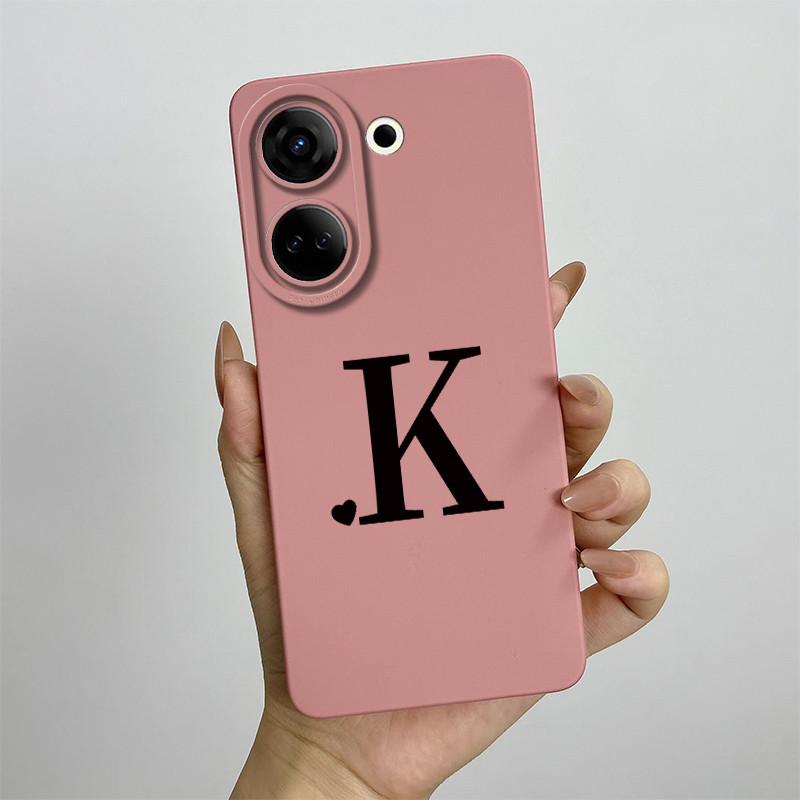 Case For Tecno Camon 20 Pro 4G Cute Initial Letters Liquid Soft Silicone Cover Shell For Tecno Camon 20 Pro CK7n CK6 CK6n Coque