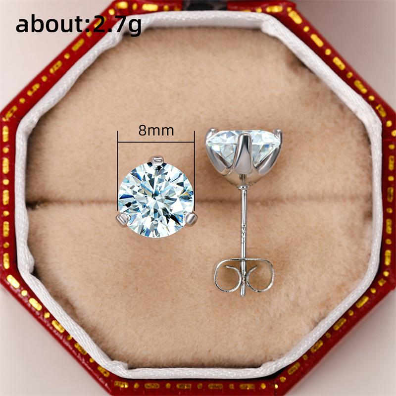 Huitan Exquisite 8 Claw Setting CZ Stud Earrings for Women Silver Color Crystal Earrings Simple and Elegant Female Ear Jewelry